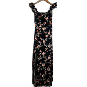 Ambiance Floral Flutter‎ Sleeve Maxi Dress Split Skirt Size Small